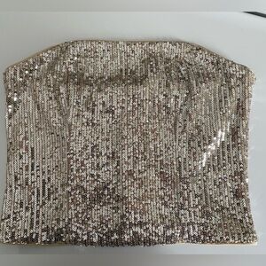H&M Sequin Cropped Bustier Top Size M